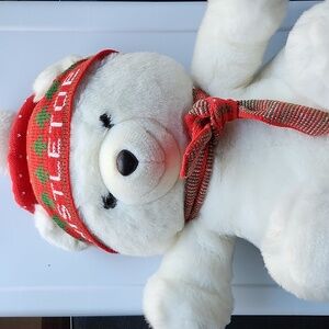 MARSHALL FIELD'S Original Vintage Mistletoe Plush White Teddy Bear 16" NWOT
